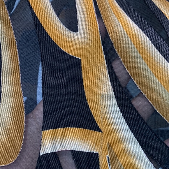 Vintage sheer button down blouse size medium black goldfish orange - Picture 6 of 9